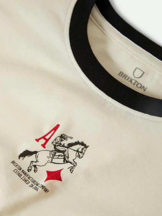BRIXTON ACES FITTED CREW T-SHIRT OFF WHITE/BLACK