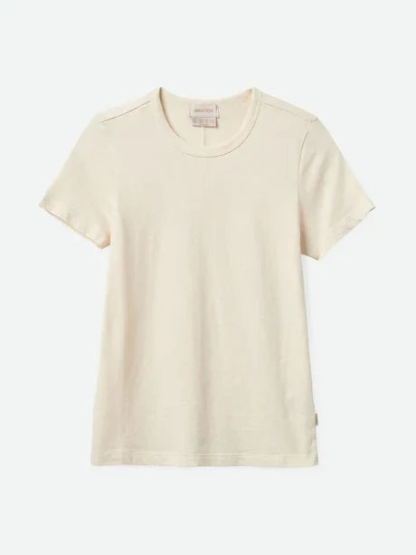 BRIXTON CAREFREE ORGANIC SLIM CREW TEE WHITE SMOKE