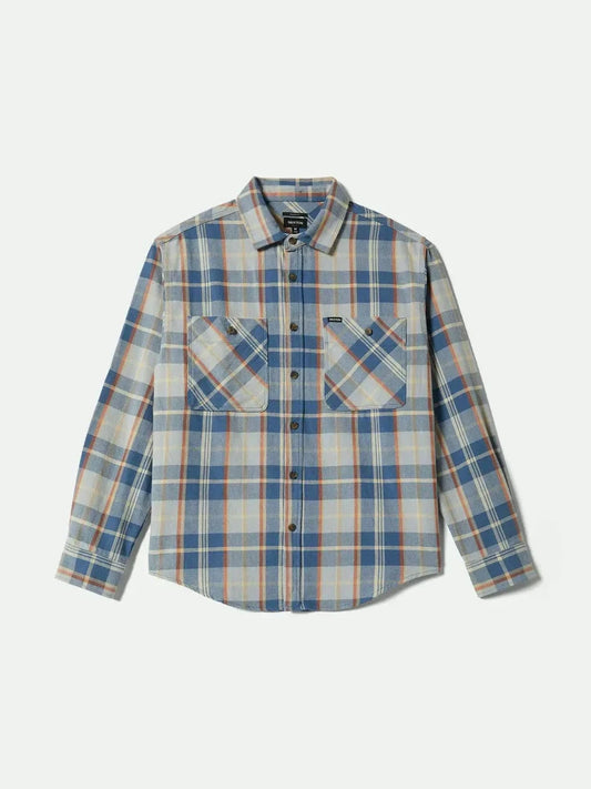BRIXTON VINTAGE WASH FLANNEL BLUE/ORANGE