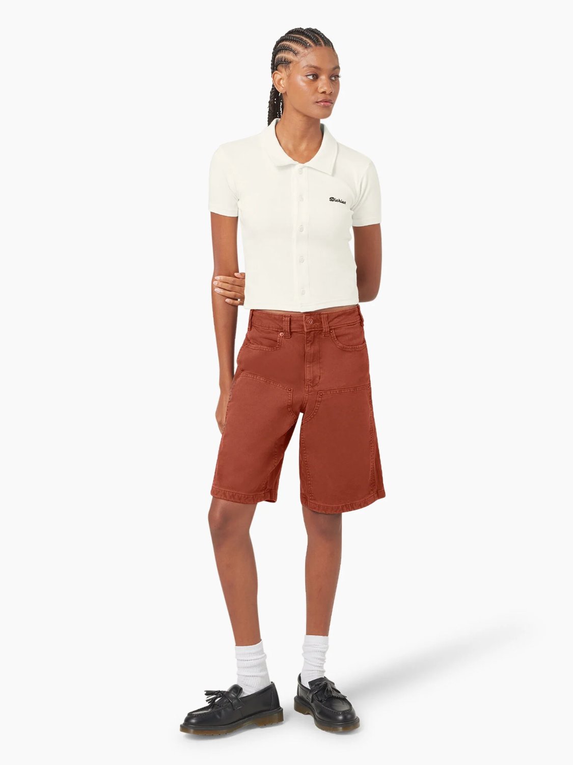 DICKIES TALLASSE SHORT SLEEVE BUTTON KNIT EGRET STYLED
