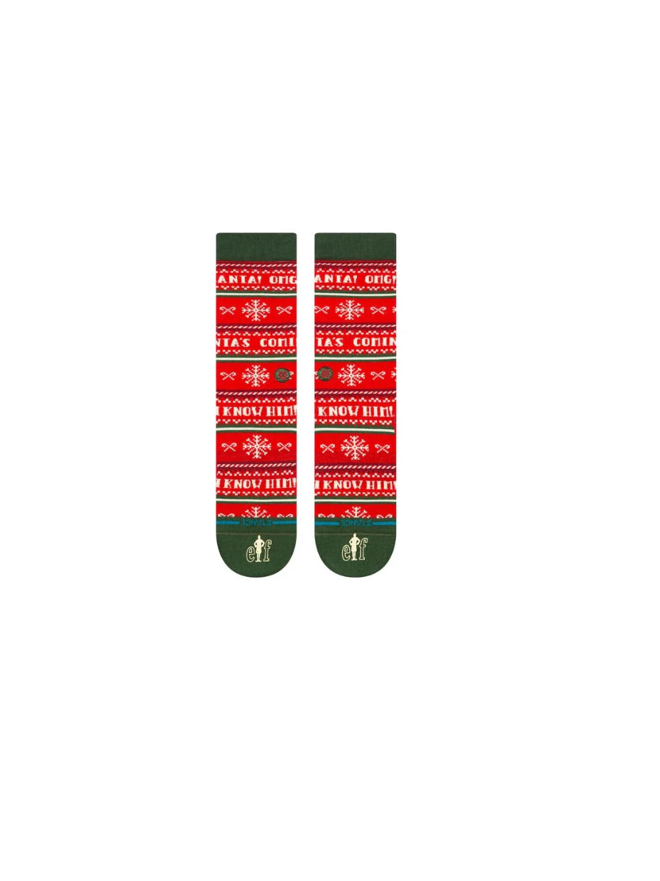 STANCE X ELF I KNOW HIM CREW SOCKS RED