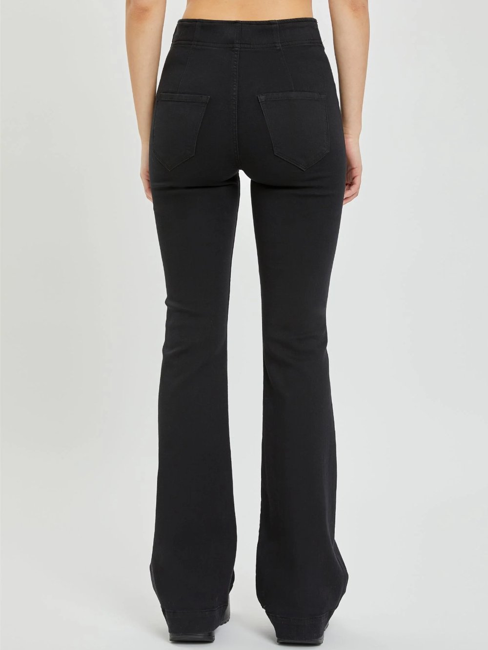 CELLO OVERLAPPED WB PULL ON FLARE JEAN BLACK
