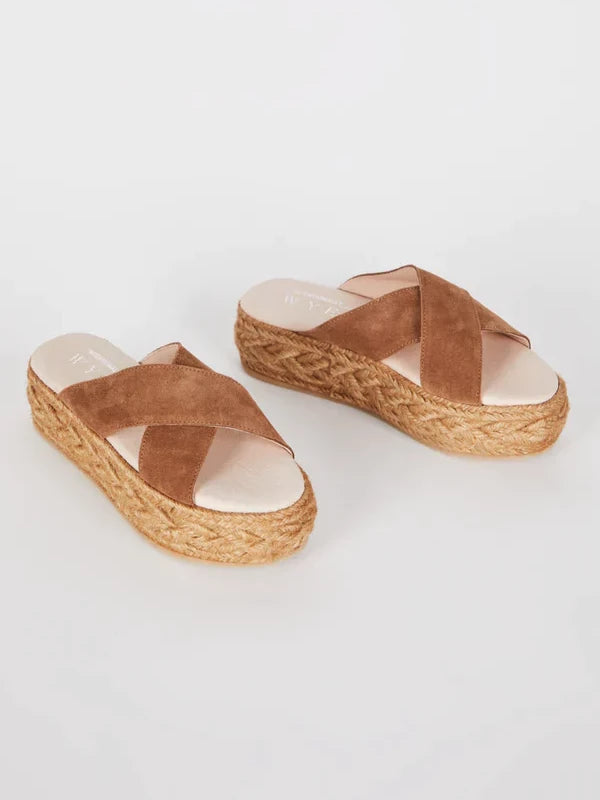 INTENTIONALLY BLANK AURA PLATFORM SANDAL COGNAC