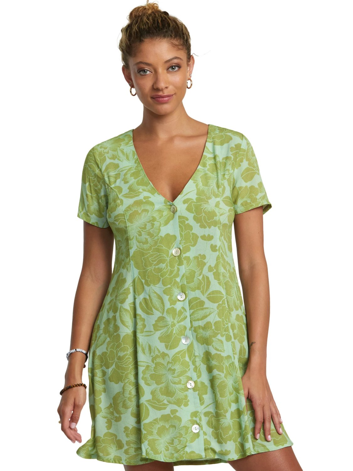 rvca green dress RVCA Womens Mai Tai Knitted Bodycon Dress, Green Flash, Size S/8