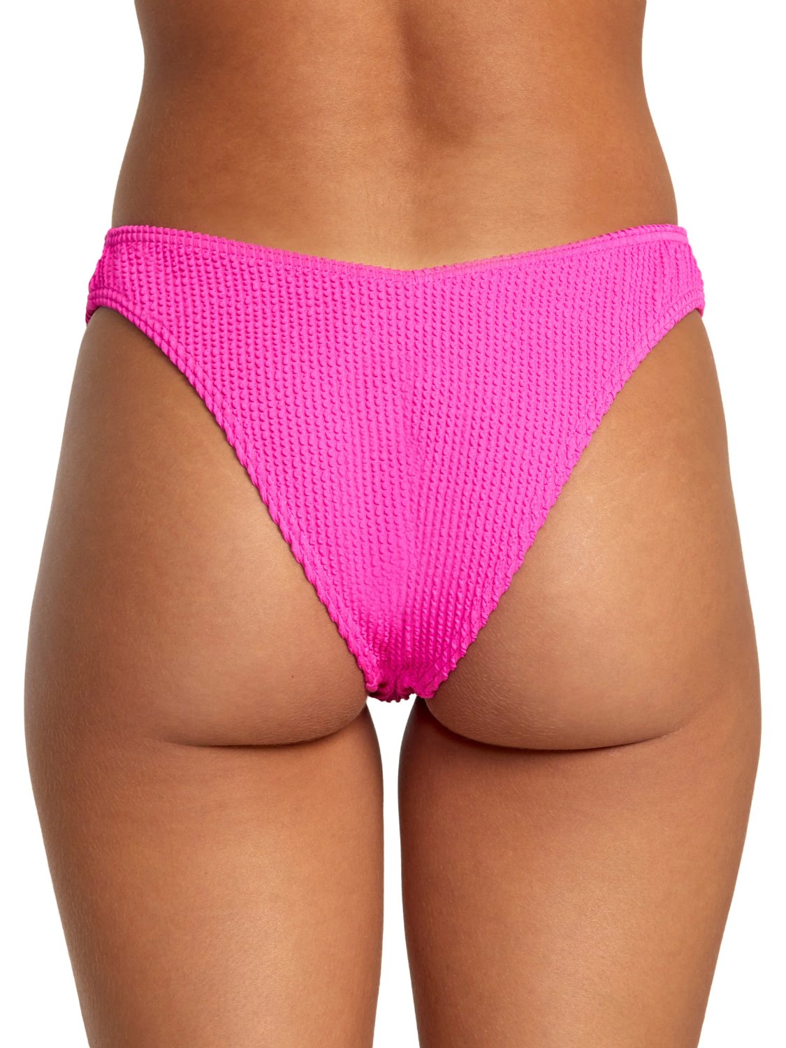 RVCA GROOVES TEXTURE HIGH LEG BIKINI BOTTOM FLURO PINK