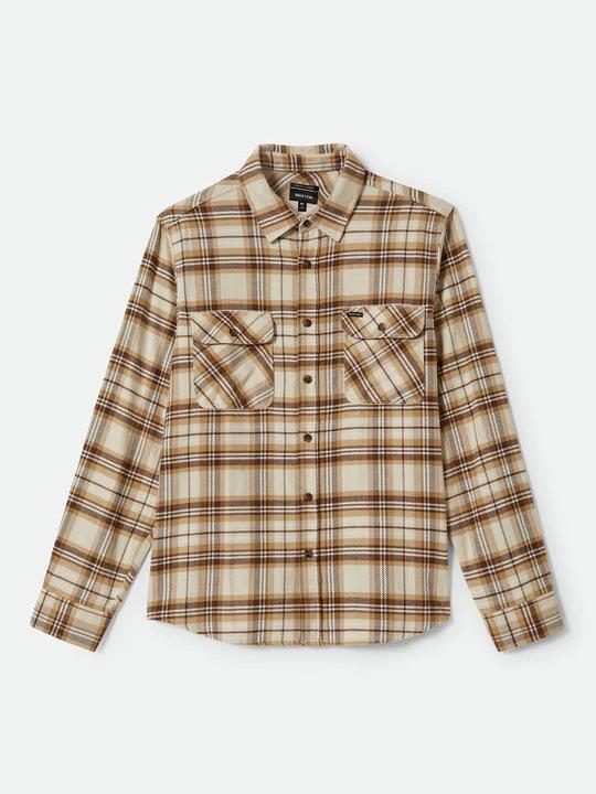 BRIXTON BOWERY FLANNEL WHITECAP/SAND/PINECONE BROWN