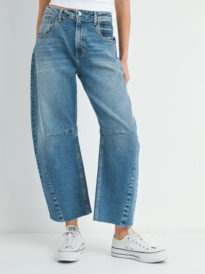JUST BLACK DENIM SEAMED BARREL JEAN MEDIUM
