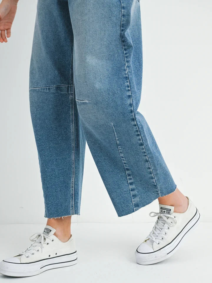 JUST BLACK DENIM SEAMED BARREL JEAN MEDIUM
