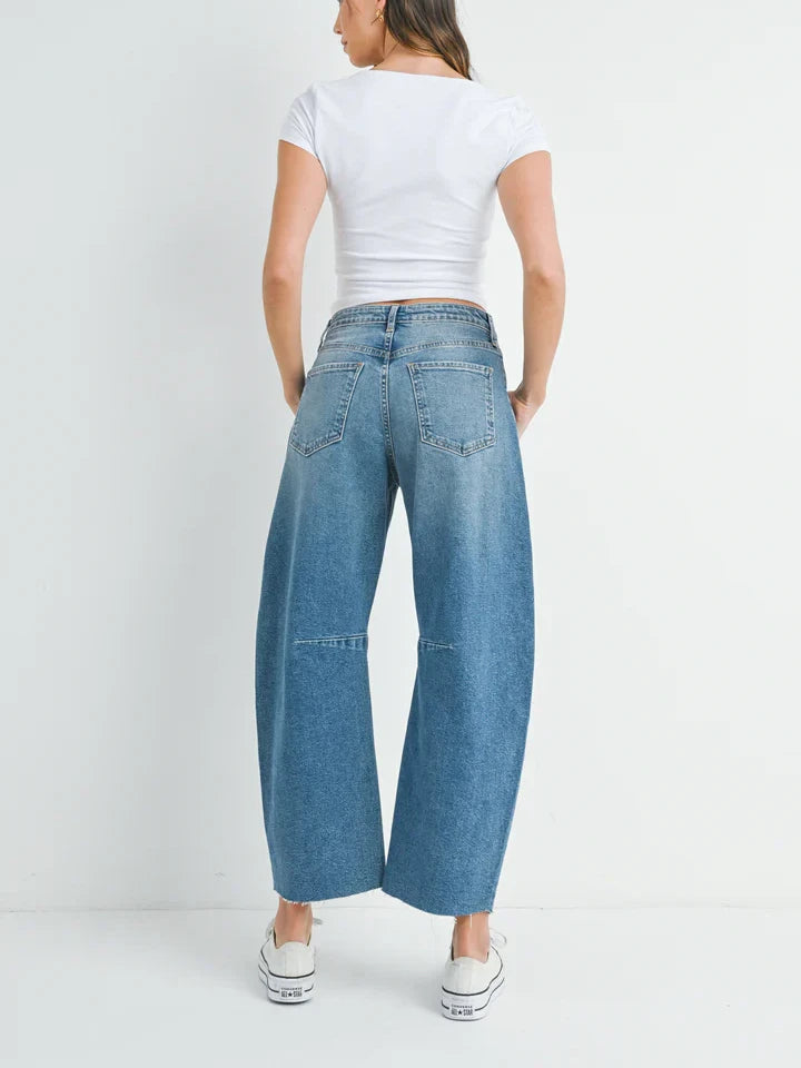 JUST BLACK DENIM SEAMED BARREL JEAN MEDIUM