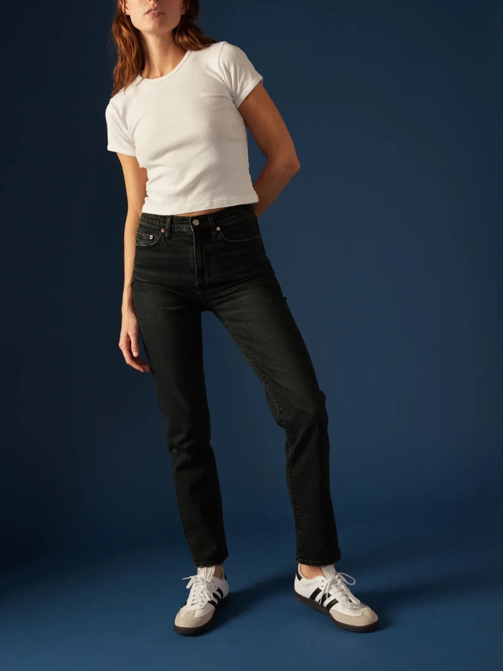 DAZE DENIM SMARTY PANTS HIGH RISE SLIM STRAIGHT INKED