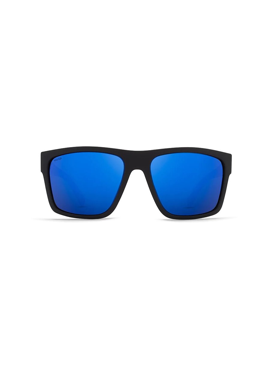 VON ZIPPER DIPSTICK POLARIZED SUNGLASSES BLACK SATIN BLUE FLASH FRONT