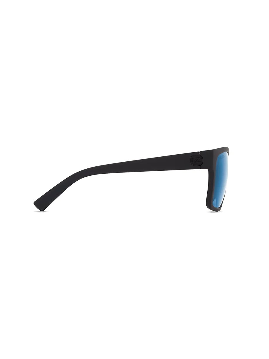 VON ZIPPER DIPSTICK POLARIZED SUNGLASSES BLACK SATIN BLUE FLASH SIDE