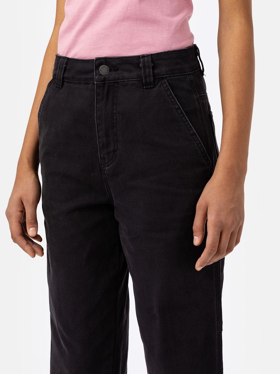 DICKIES WOMENS DUCK CANVAS PANT STONEWASHED BLACK