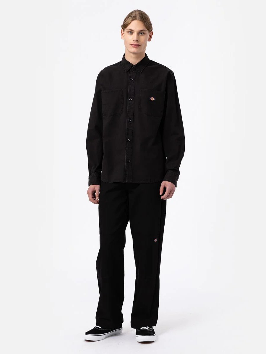 DICKIES DUCK CANVAS L/S SHIRT STONEWASHED BLACK