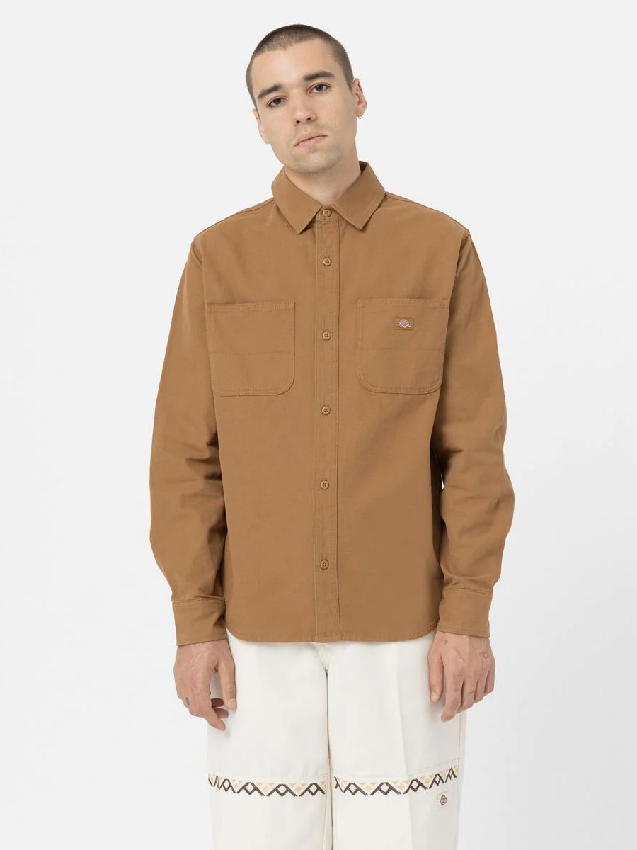 DICKIES DUCK CANVAS L/S SHIRT STONEWASHED BROWN DUCK