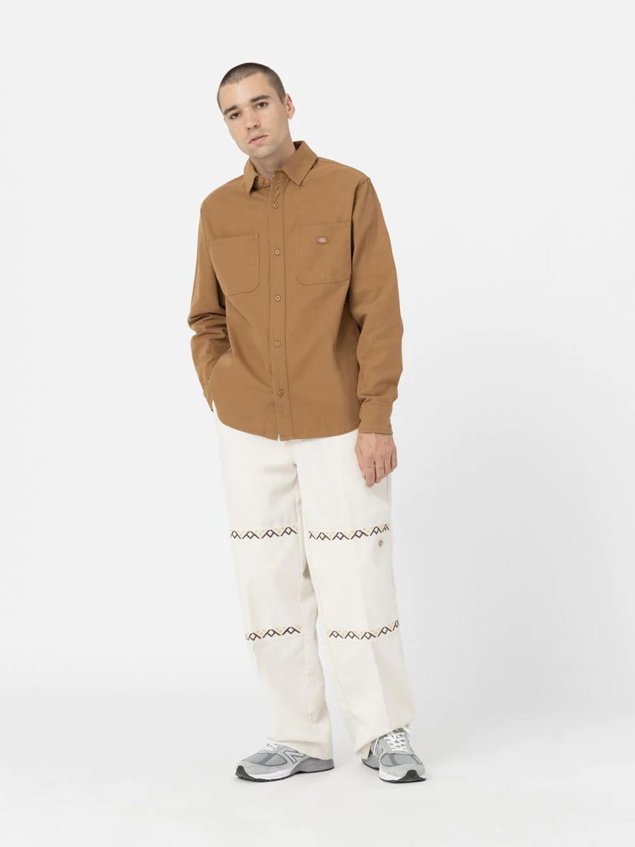 DICKIES DUCK CANVAS L/S SHIRT STONEWASHED BROWN DUCK