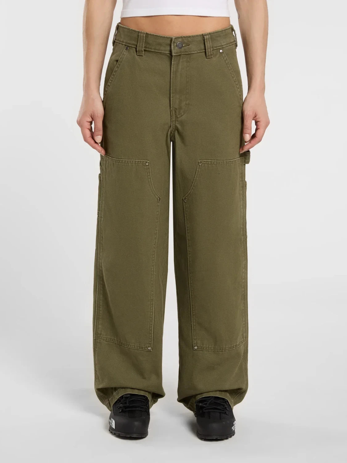 DICKIES DOUBLE KNEE LOOSE CANVAS PANT MILITARY GREEN