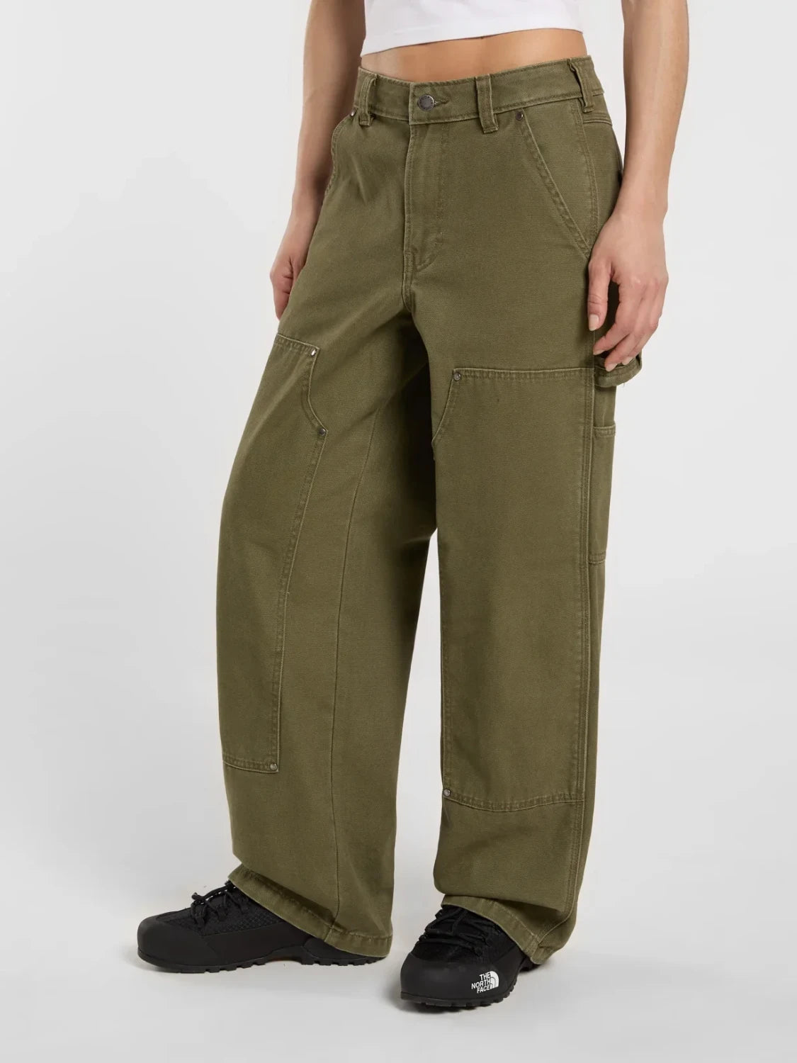 DICKIES DOUBLE KNEE LOOSE CANVAS PANT MILITARY GREEN