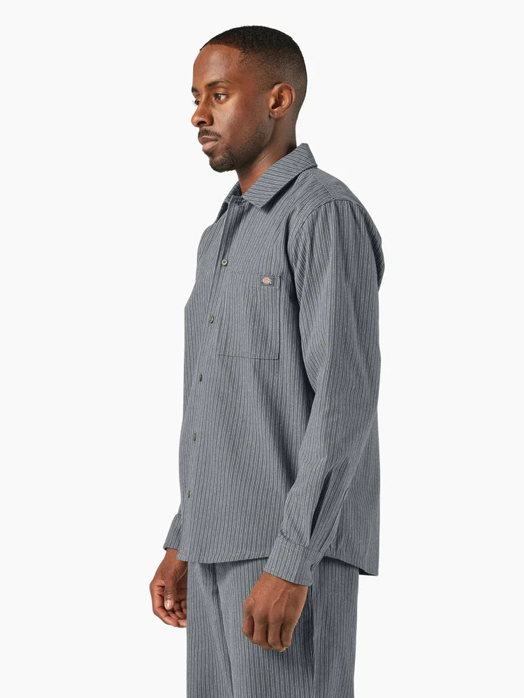 DICKIES LIMA PINSTRIPE SHIRT CHARCOAL