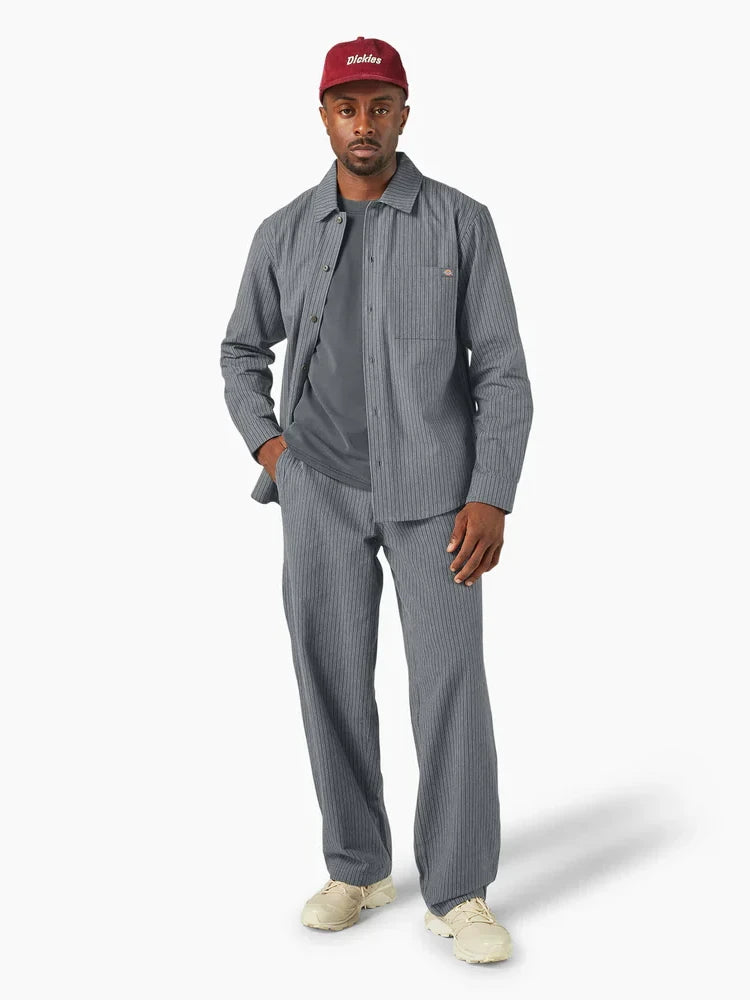 DICKIES LIMA PINSTRIPE SHIRT CHARCOAL