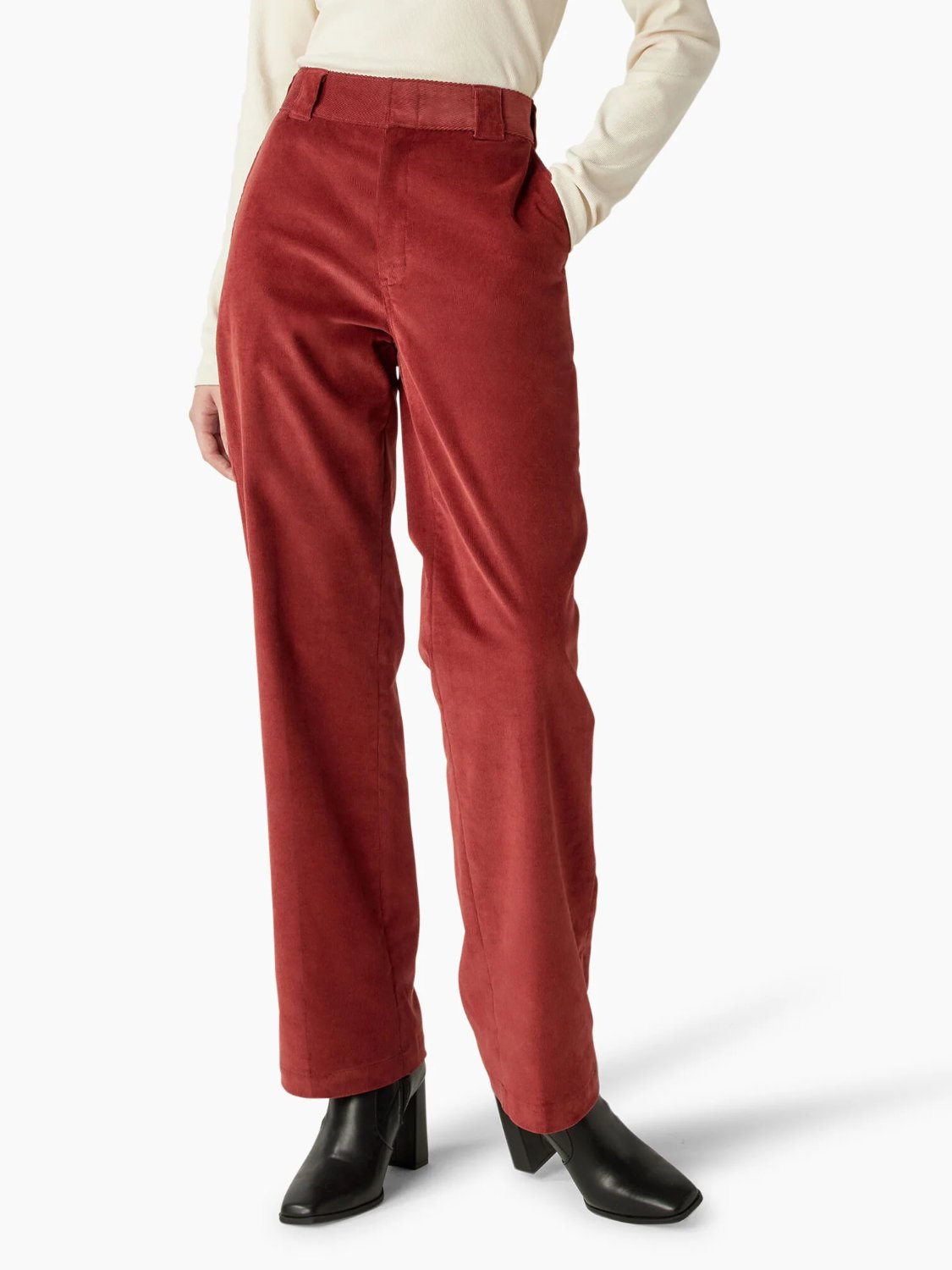 Burgundy Pleated County Corduroy Pants