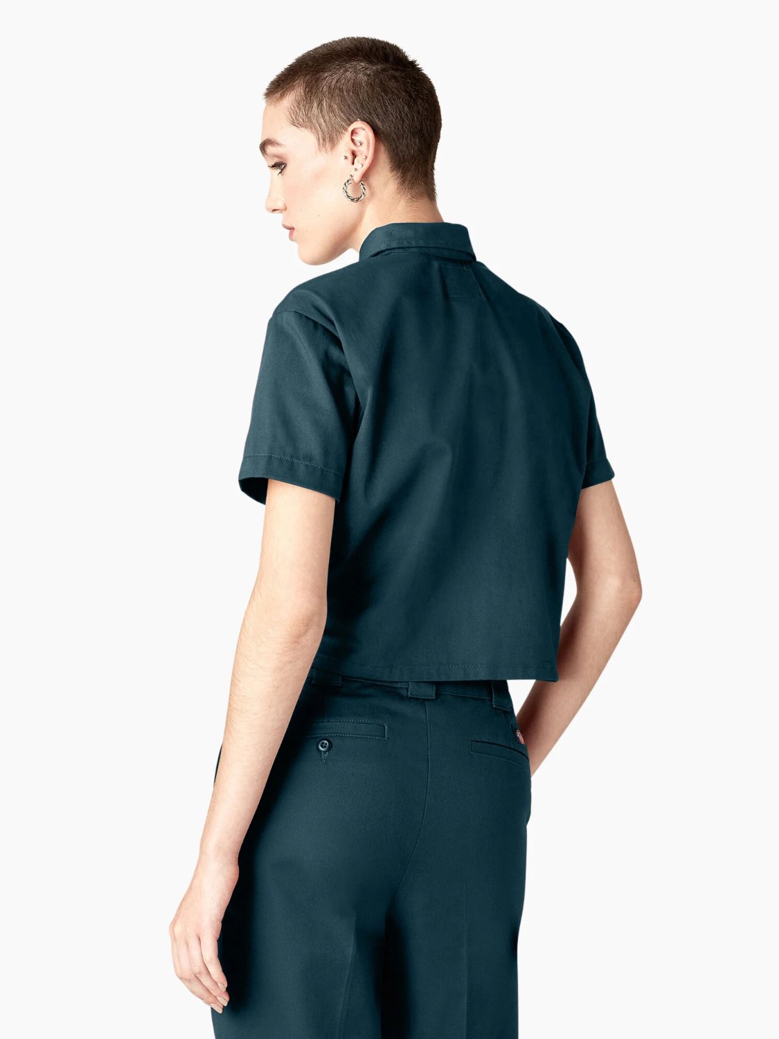 DICKIES RELAXED FIT CROPPED WORK SHIRT REFLECTING POND