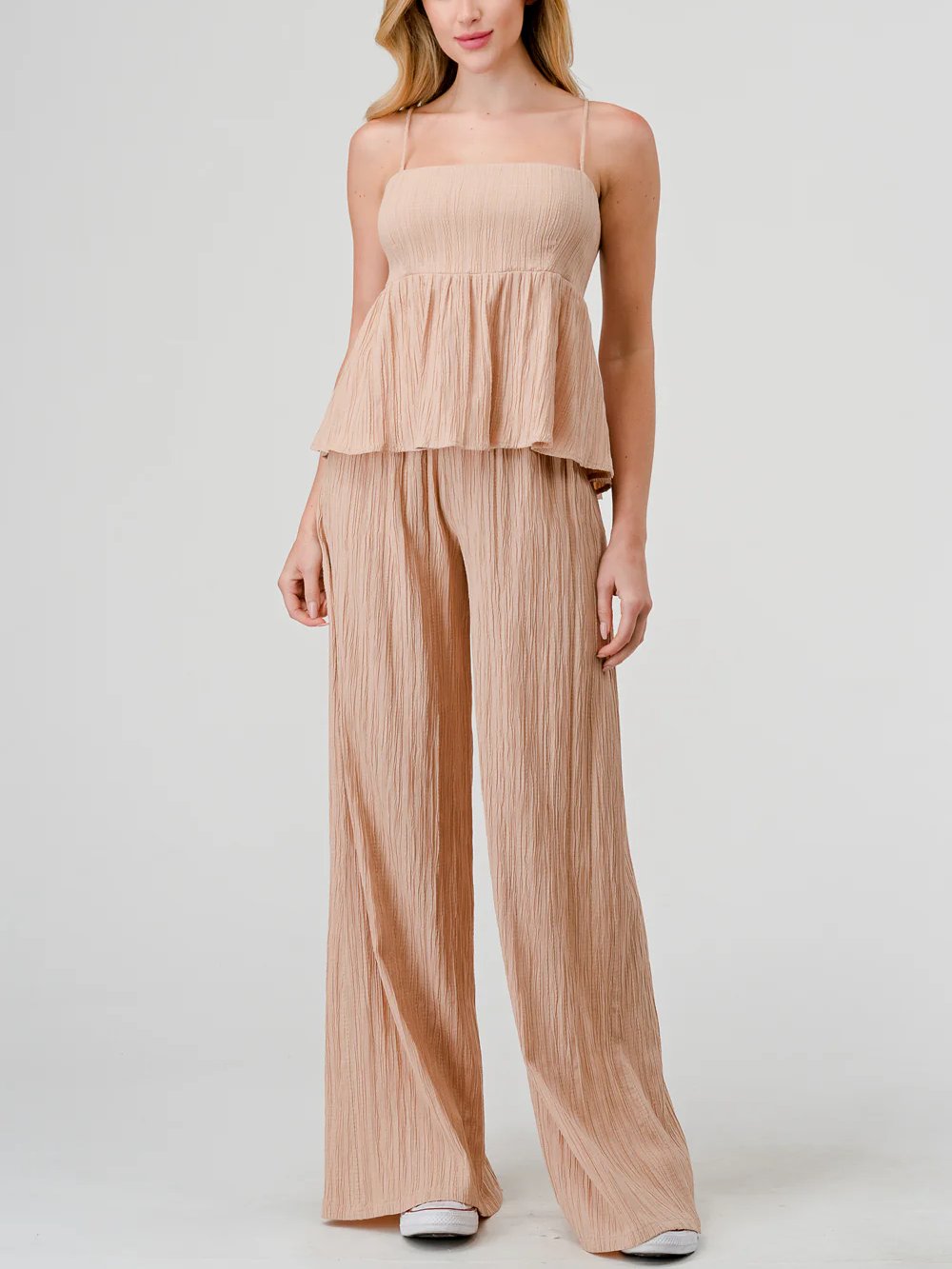 HASHTTAG TEXTURED WIDE LEG PANT SEPIA