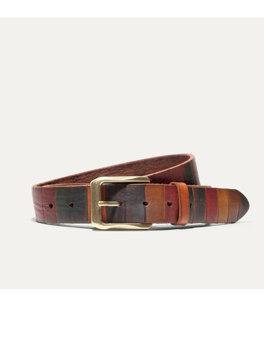 WILL HAND PAINTED COLOR BLOCK BELT MULT/COGNAC