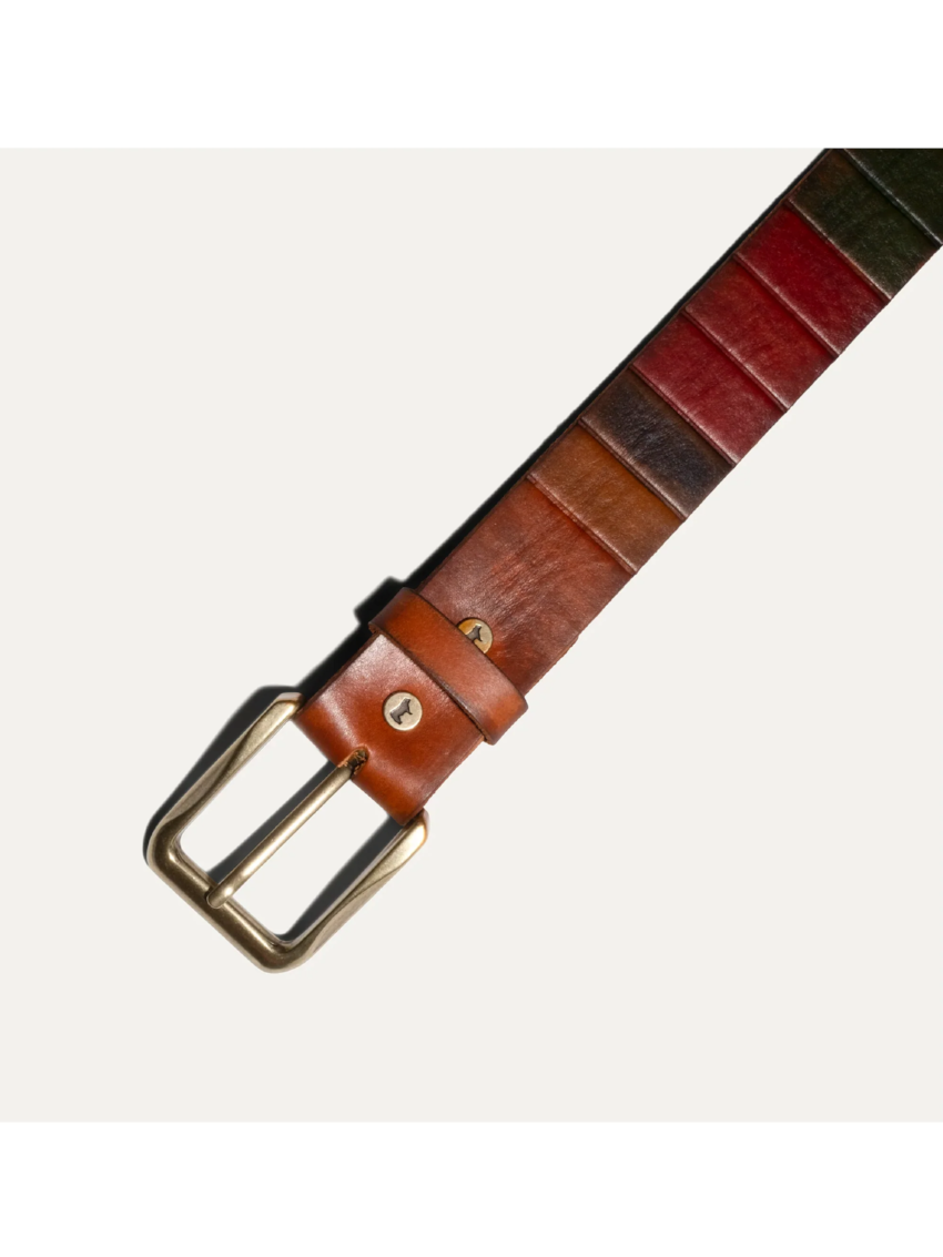 WILL HAND PAINTED COLOR BLOCK BELT MULT/COGNAC