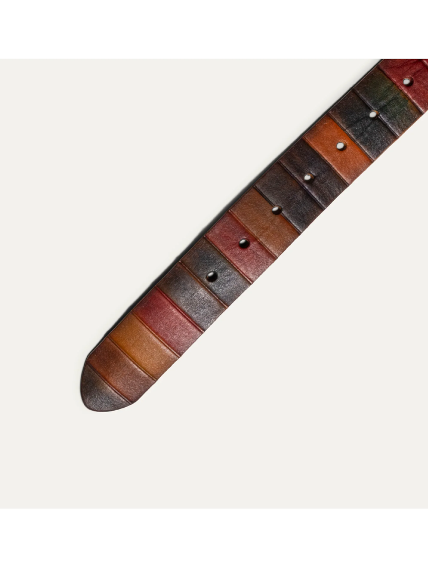 WILL HAND PAINTED COLOR BLOCK BELT MULT/COGNAC