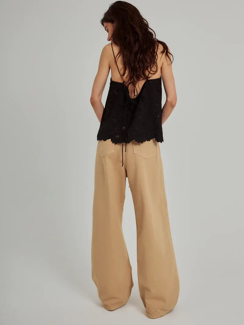 NORR HANNALI WIDE BELT JEANS LT SAND