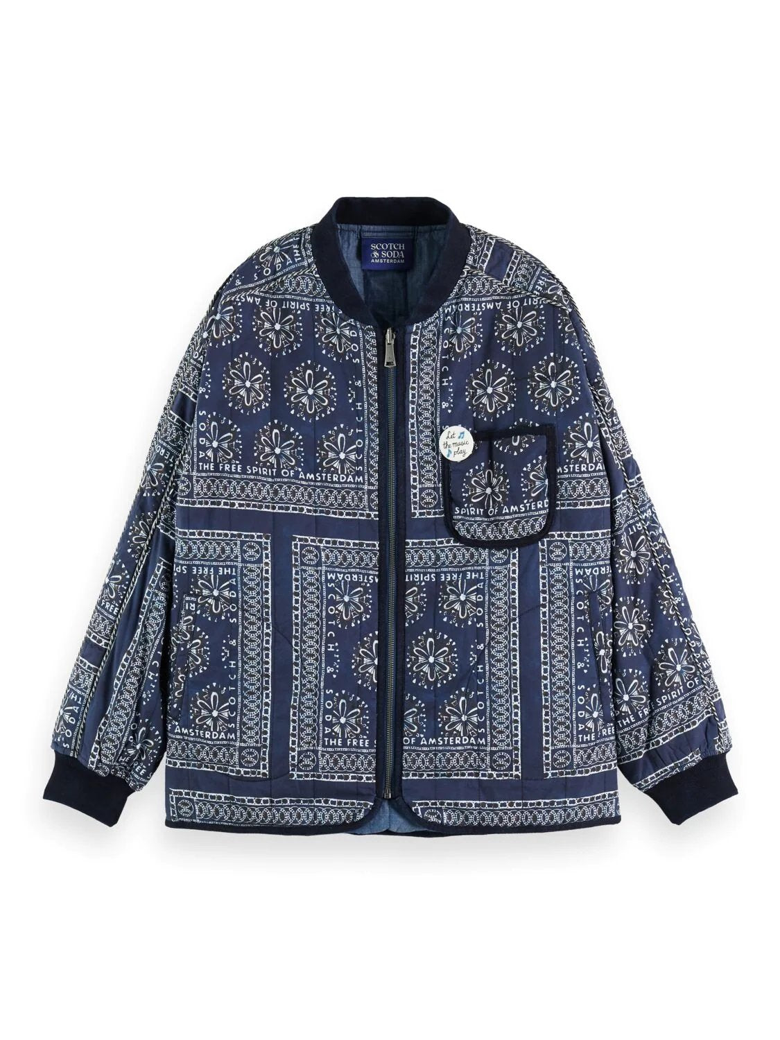 SCOTCH & SODA REVERSIBLE CHAMBRAY BOMBER JACKET INDIGO 