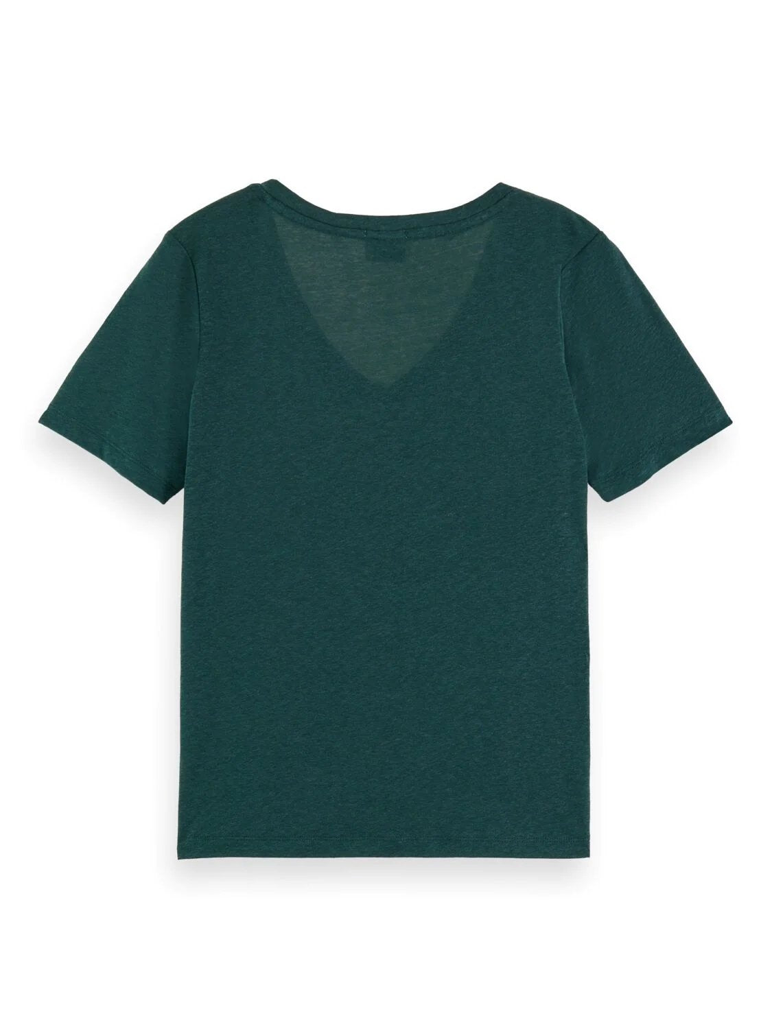 SCOTCH & SODA EMBROIDERED DETAIL V-NECK T-SHIRT BOTTLE GREEN