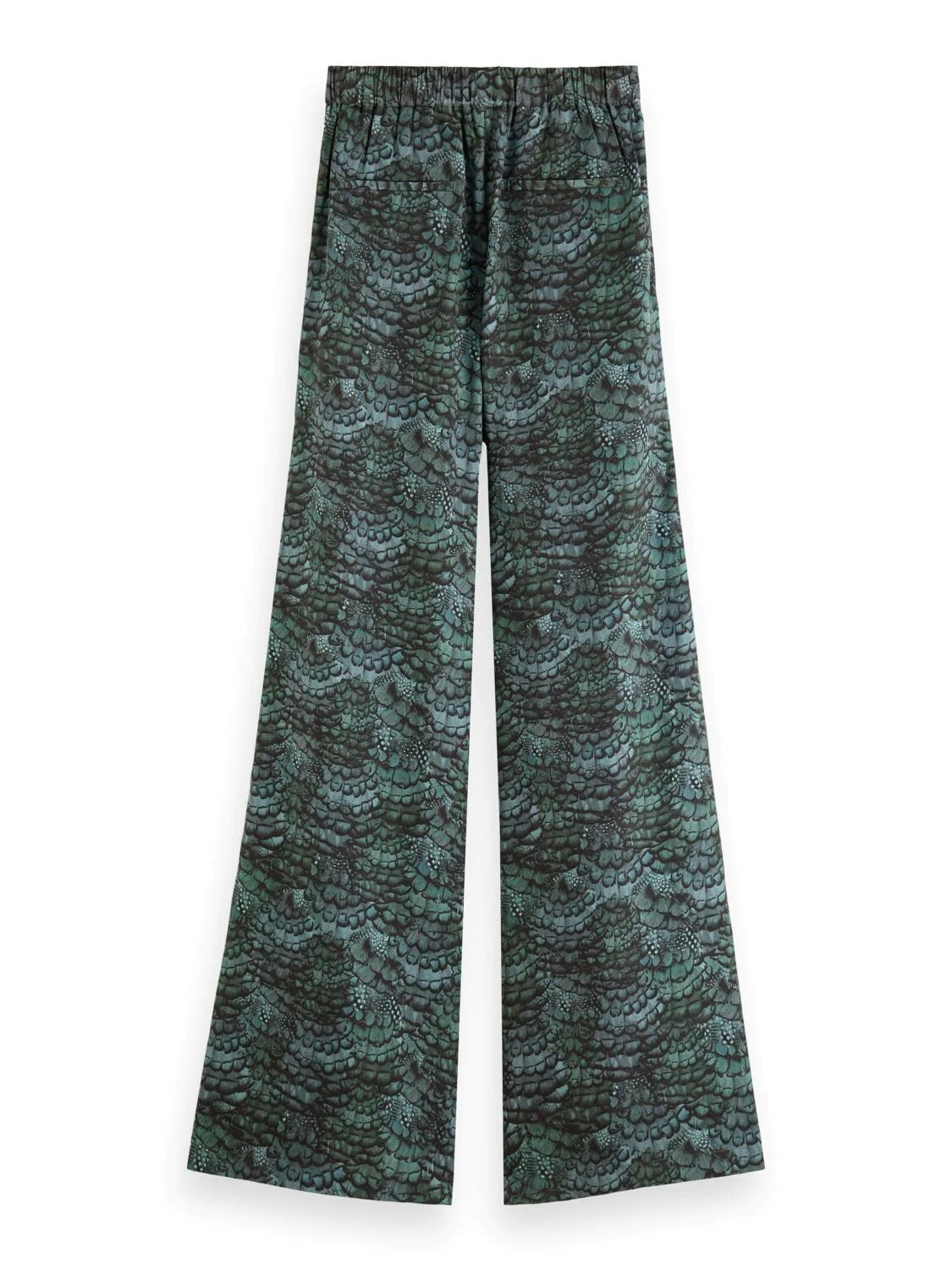 SCOTCH & SODA ELINA HIGH RISE WIDE LEG PANT FEATHER BOTTLE GREEN