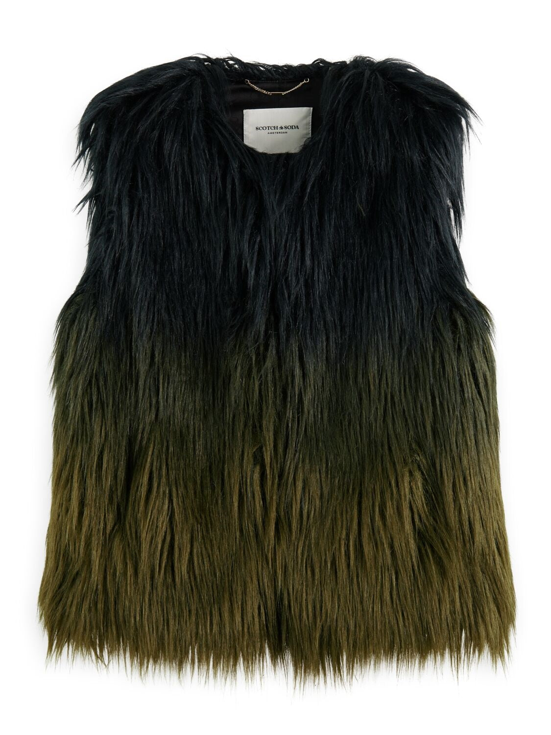 SCOTCH & SODA GRADIENT FAUX FUR GILET BLACK 