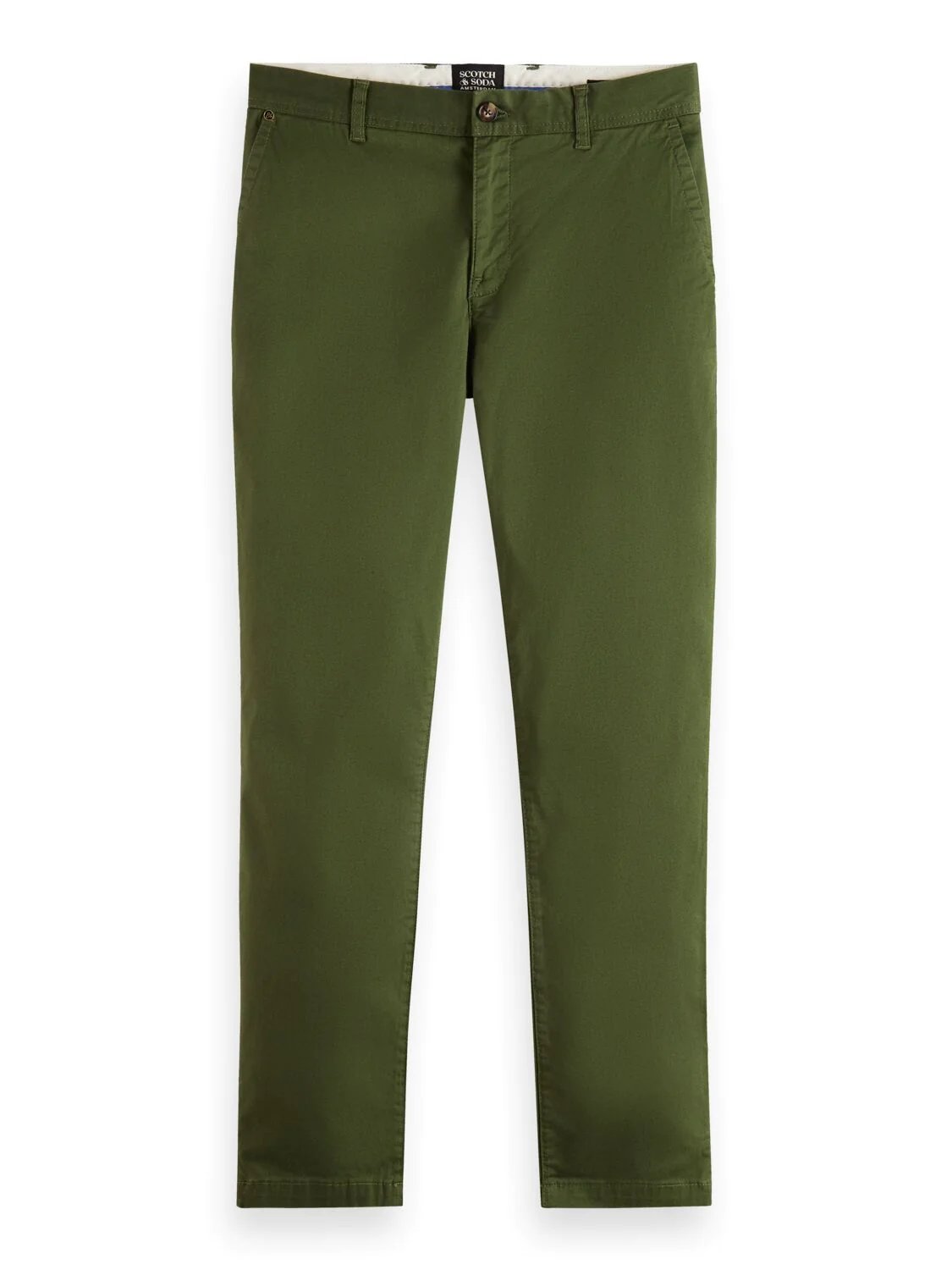 SCOTCH & SODA ESSENTIALS STUART SLIM-FIT CHINO FIELD GREEN