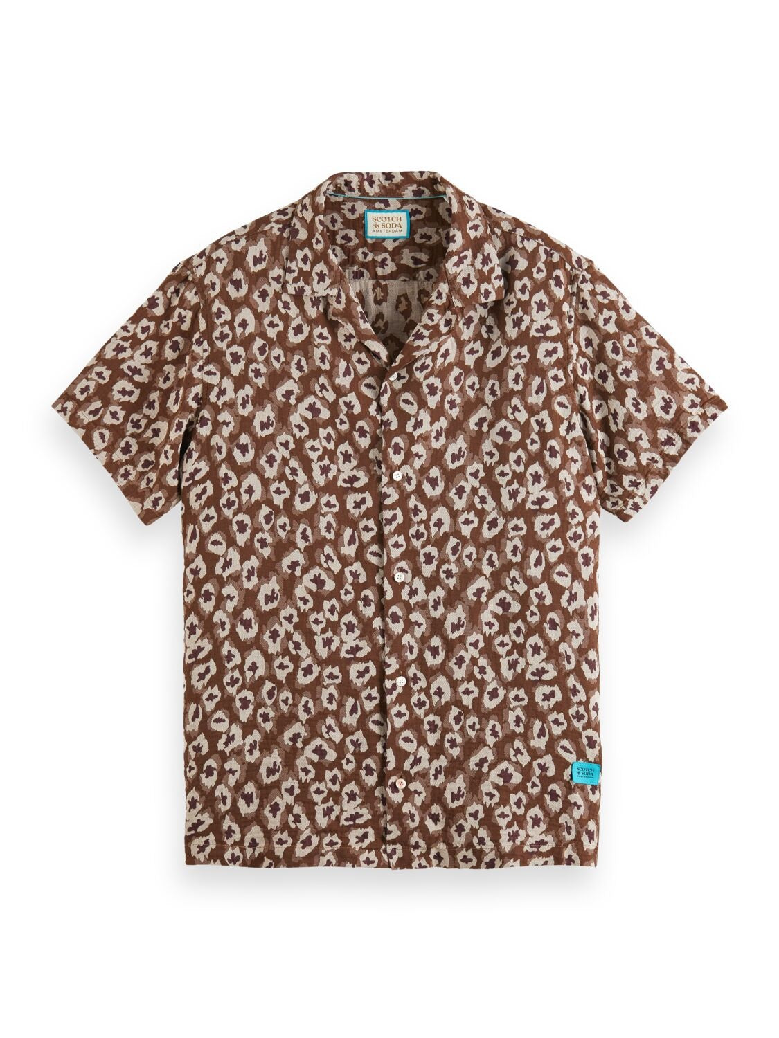 SCOTCH & SODA HAWAII JACQUARD SHIRT TAUPE ANIMAL