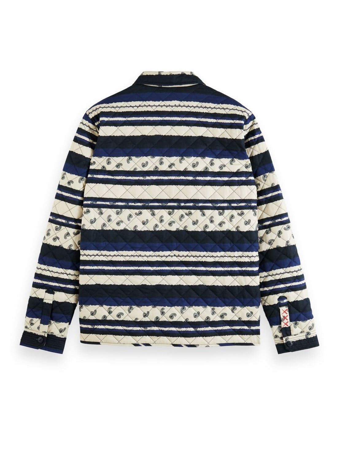 SCOTCH & SODA QUILTED ALL OVER PRINT SHIRT JACKET BLUE PAISLEY STRIPE