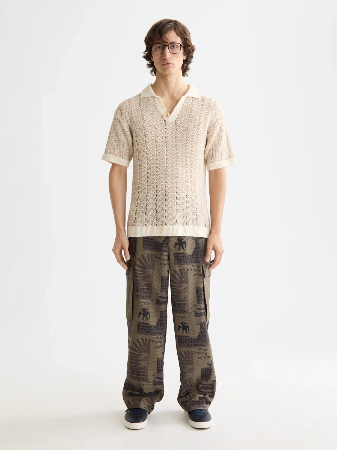 S&S BAGGY FIT PRINTED CARGO PANT ART DEPT HOUNDSTOOTH
