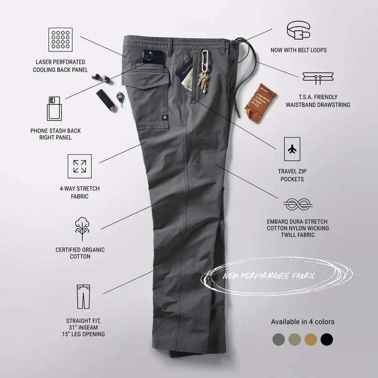 ROARK LAYOVER PRO TRAVELER PANT BLACK