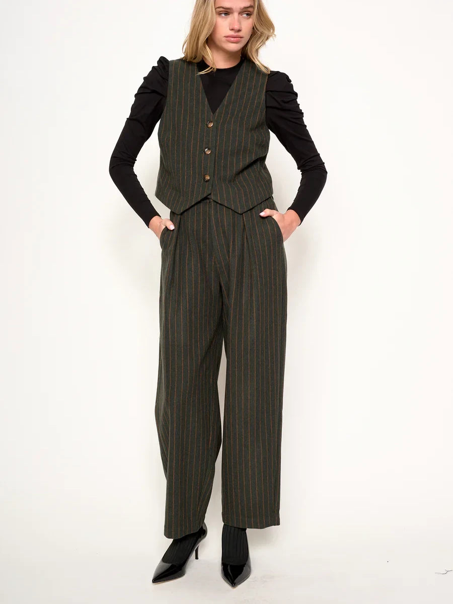 dRA EVIE PANT GREEN STRIPE
