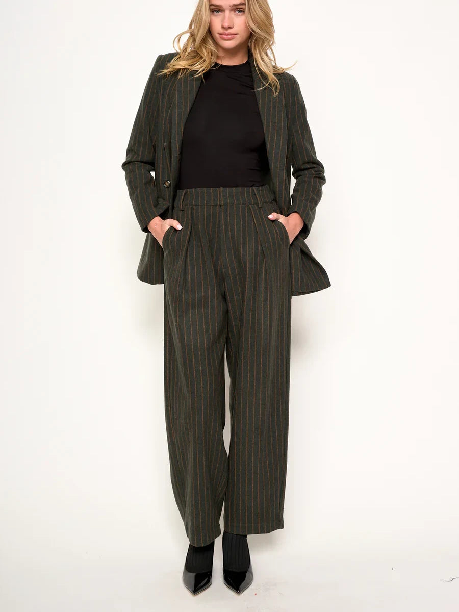 dRA EVIE PANT GREEN STRIPE