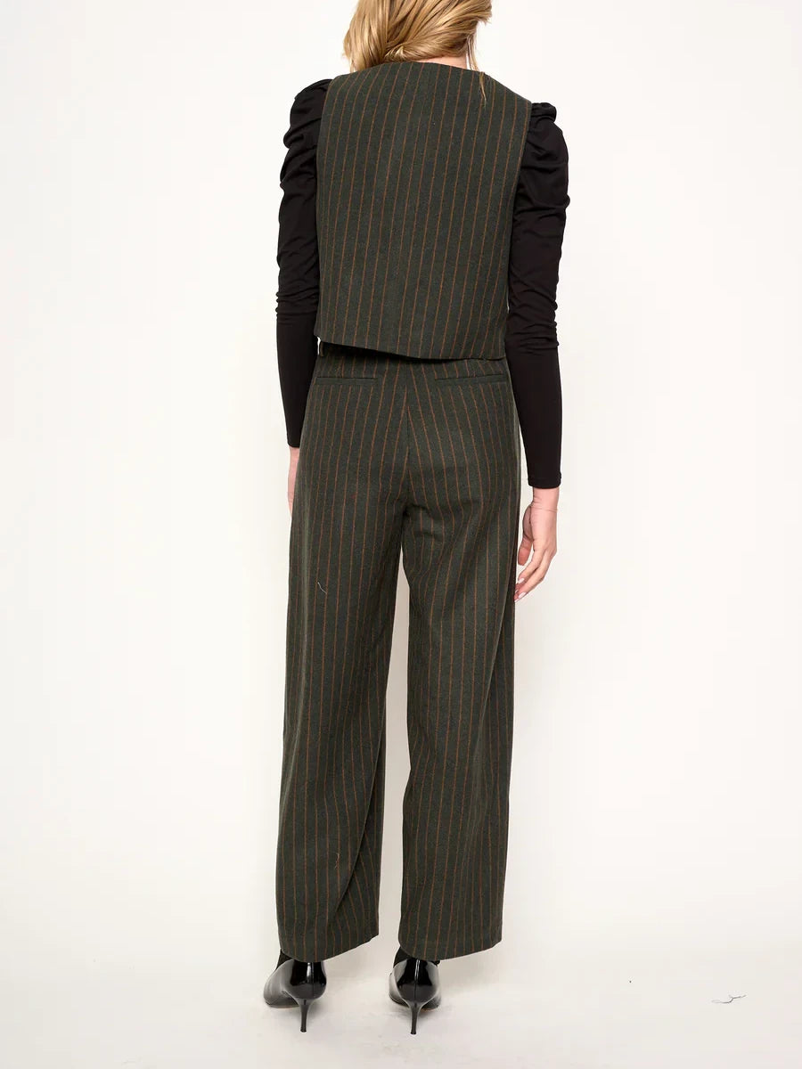 dRA EVIE PANT GREEN STRIPE