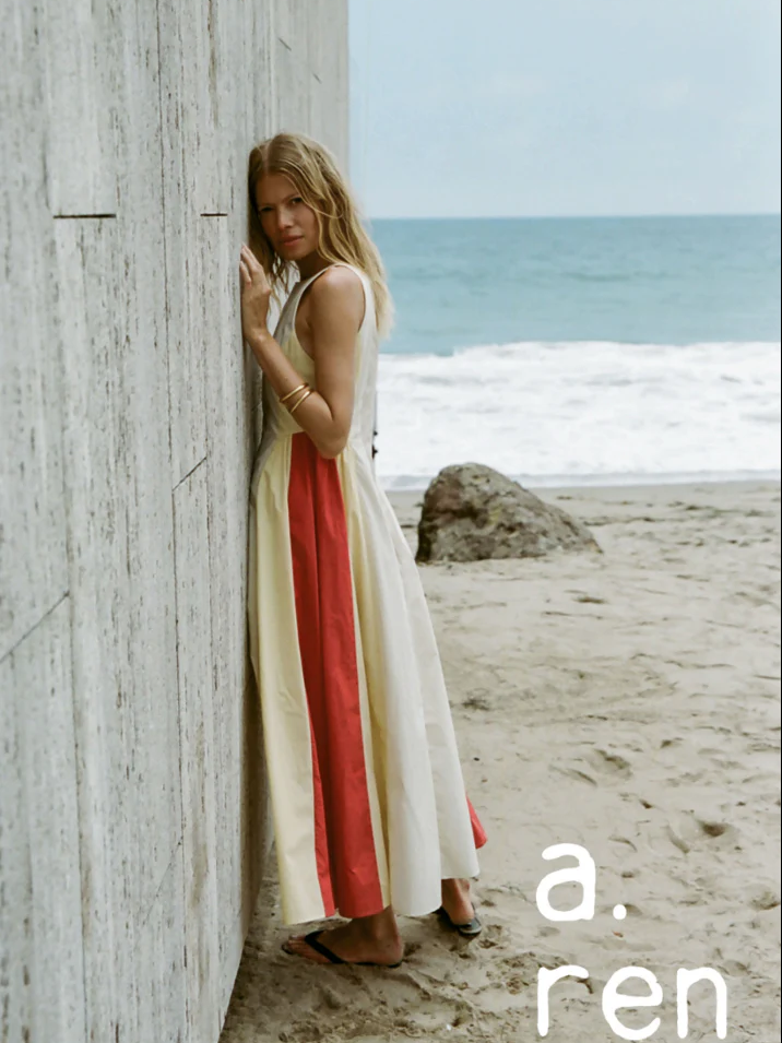 A.REN LINNEA DRESS TAUPE RED