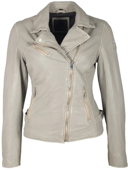 MAURITIUS SOFIA LEATHER JACKET SILVER GREY