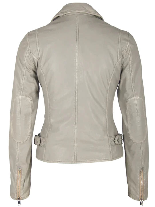 MAURITIUS SOFIA LEATHER JACKET SILVER GREY