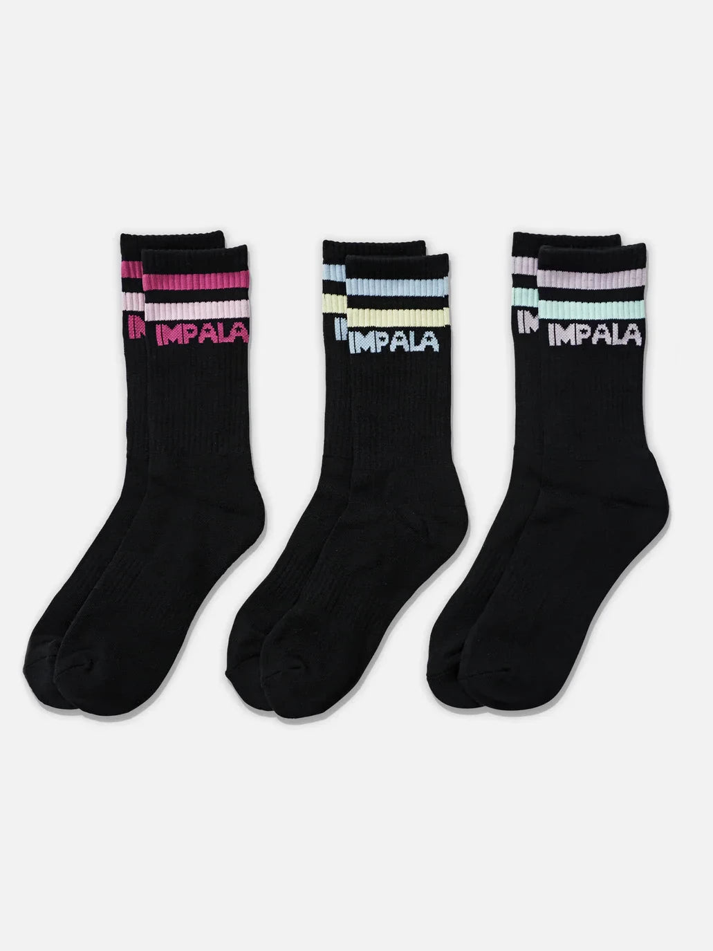 IMPALA STRIPE SOCK 3PK BLACK 