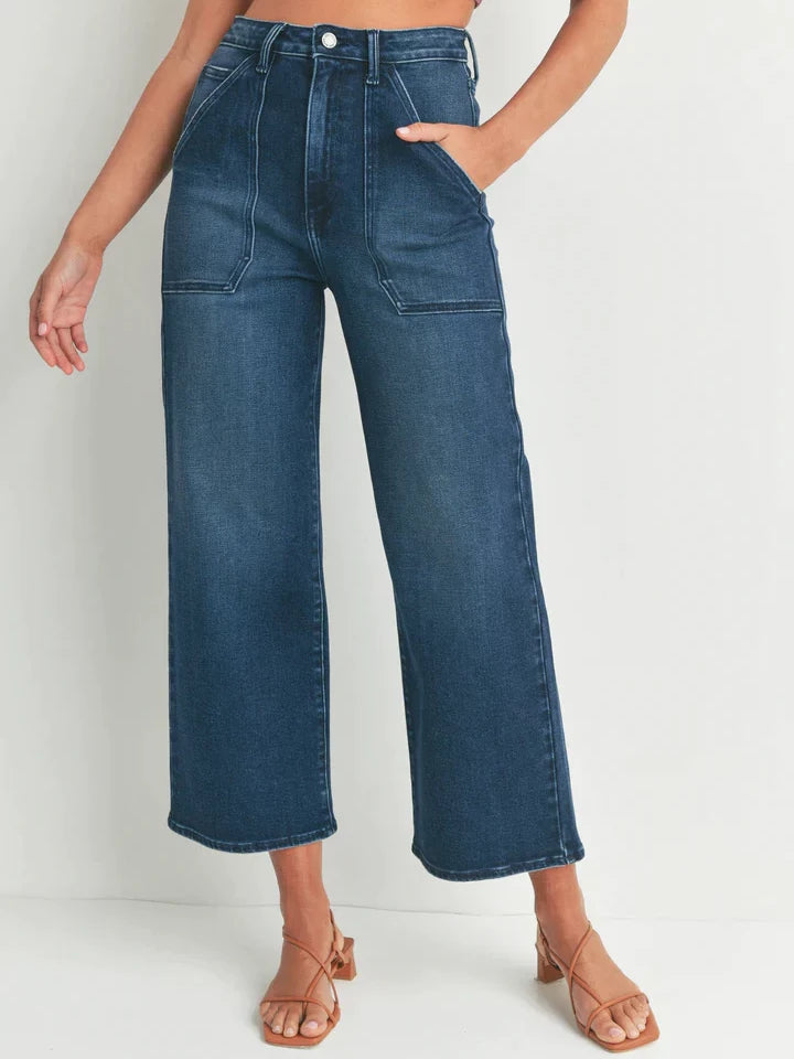 JUST BLACK DENIM THE PATCH POCKET WIDE LEG DARK DENIM