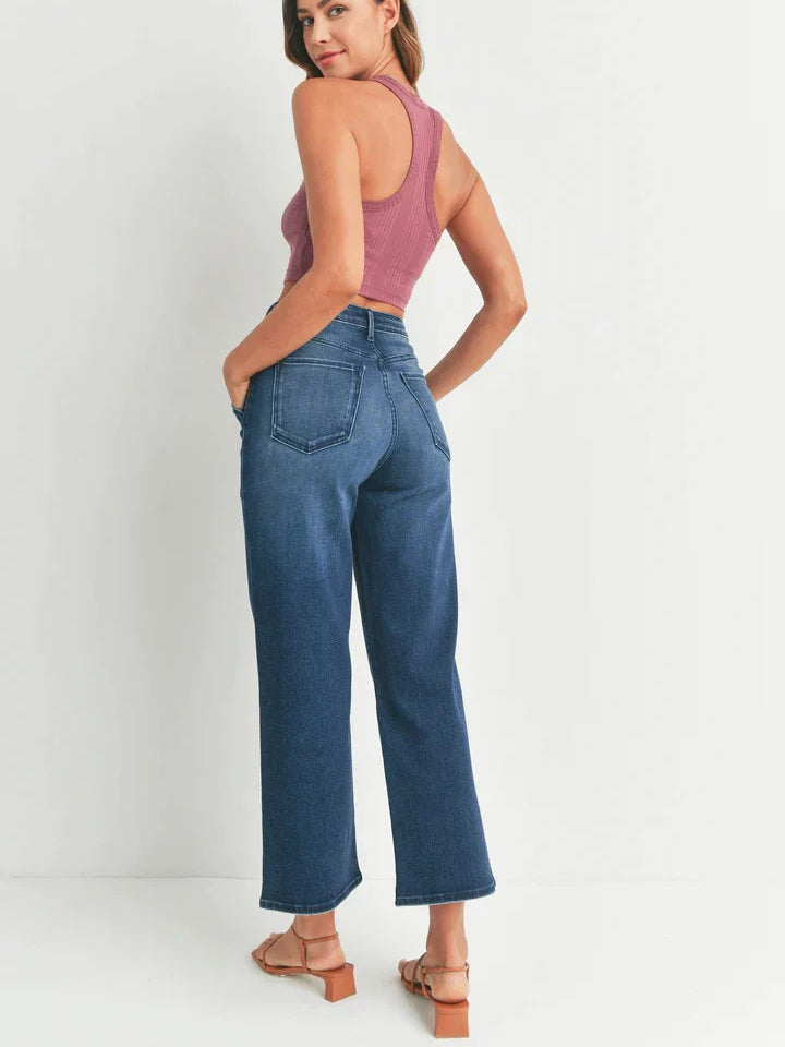 JUST BLACK DENIM THE PATCH POCKET WIDE LEG DARK DENIM