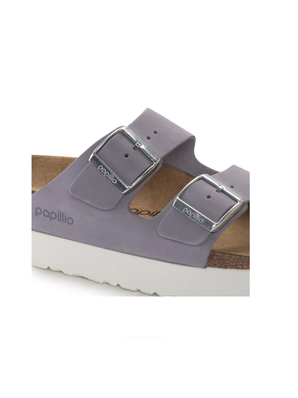 BIRKENSTOCK ARIZONA PLATFORM NUBUCK LEATHER PURPLE FOG